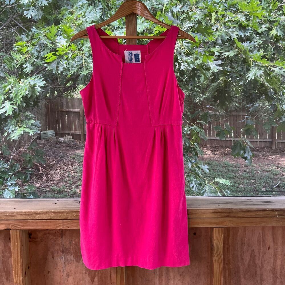 Anthropologie Edme & Esyllte Bright Pink Linen Blend Mini Dress Size 6